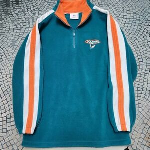 Vintage Miami Dolphins Quarter Zip Fleece Jacket Mens M Teal VF Imagewear Y2K